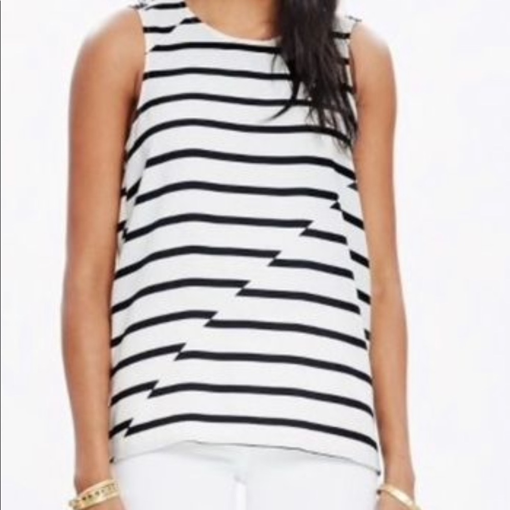 Madewell striped sleeveless retro style zippered shirt - Picture 1 of 8